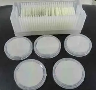 Aluminum Nitride on Sapphire semiconductor wafers in wafer cassette