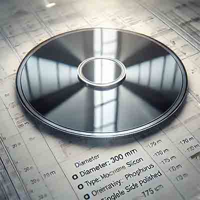 silicon wafer with its specifications overlayed