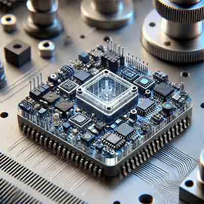 Optical MEMS device, showcasing the intricate micro-mechanical components on a silicon chip