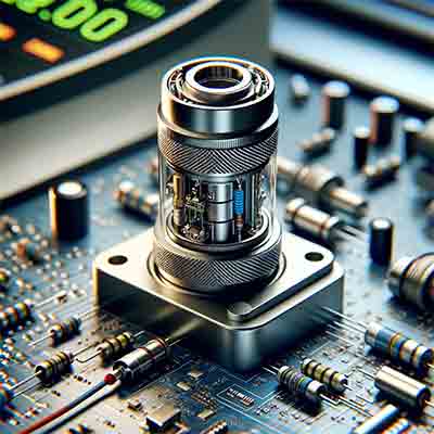  piezoelectric sensor, as you requested. It shows the sensor in a high-tech, detailed manner, highlighting its components and functionality within a laboratory setting.