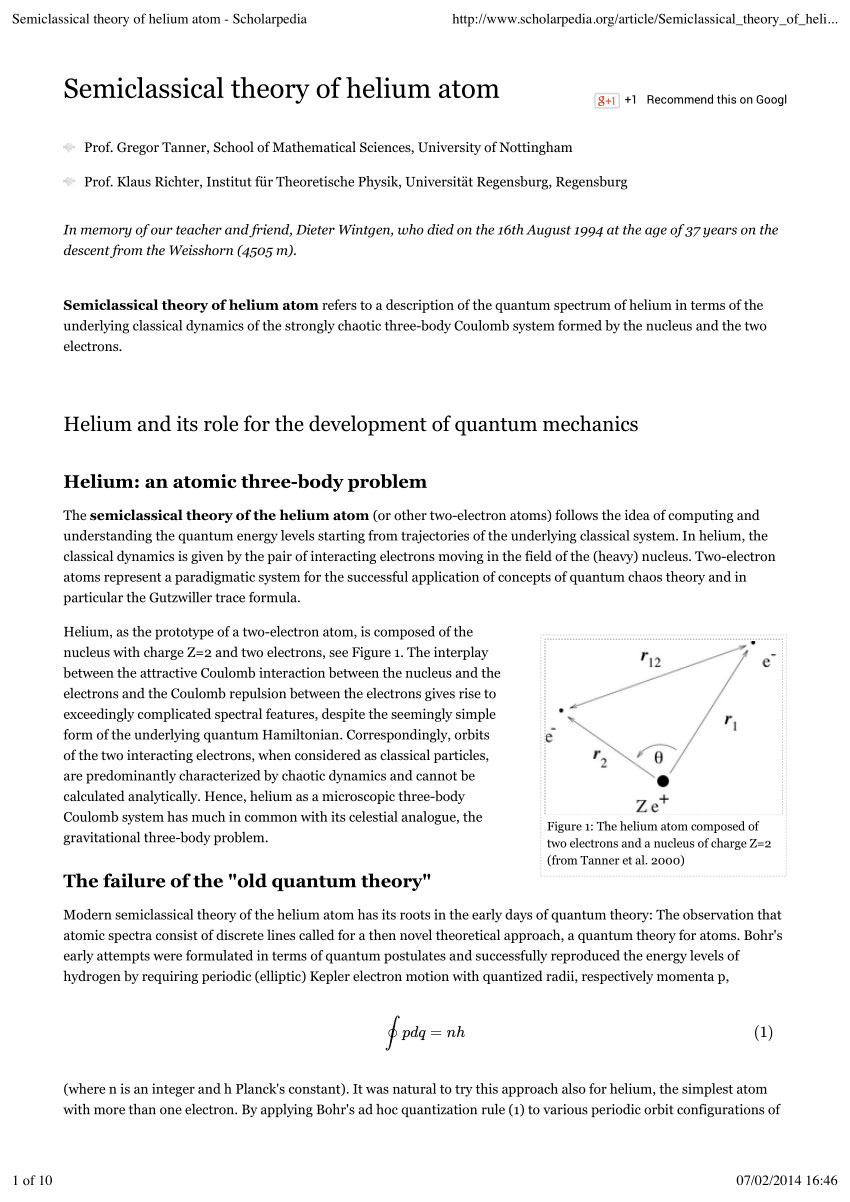 semiclassical theory helium atom using silicon